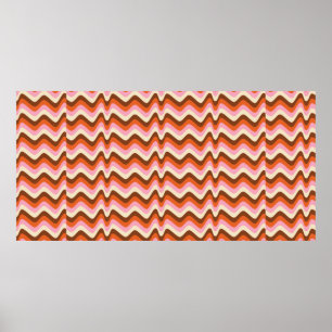 70s retro brown and pink wave pattern poster