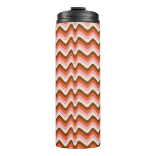 70s retro brown and pink wave pattern  thermal tumbler