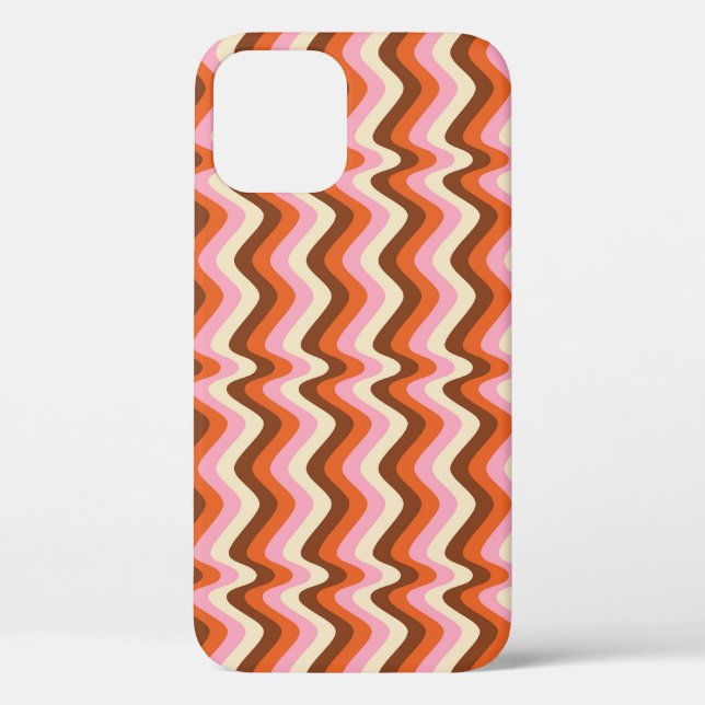 70s Retro Brown Pink Waves Case-Mate iPhone Case (Back)