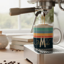 70s retro colourful Stripe names & monogram custom