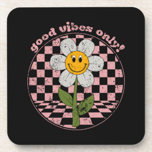 70's Retro Daisy   Good Vibes Only Coaster