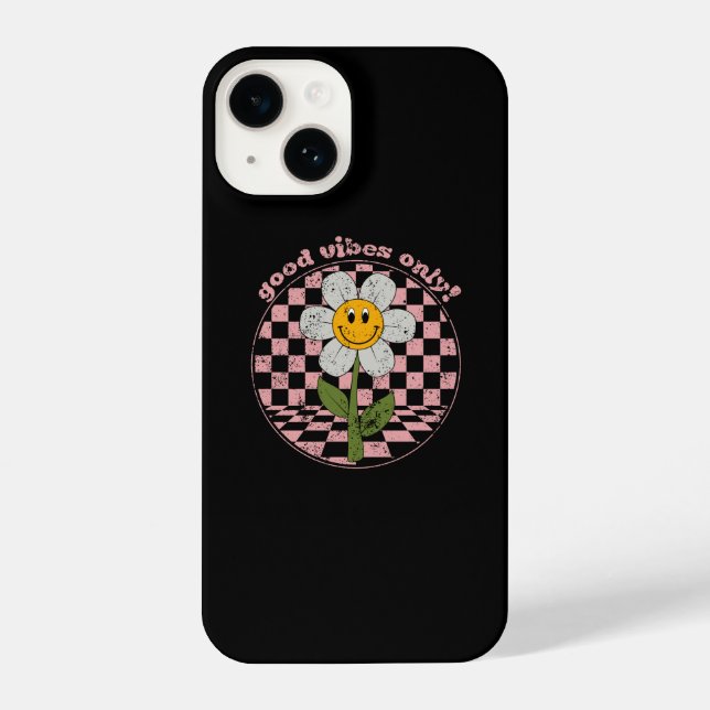 70's Retro Daisy | Good Vibes Only iPhone Case (Back)