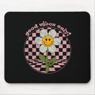70's Retro Daisy Good Vibes Only Mouse Mat