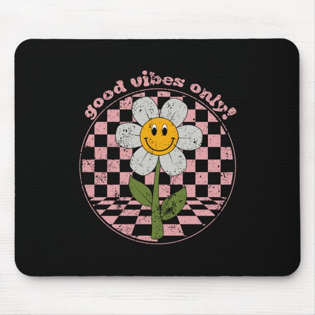 70's Retro Daisy | Good Vibes Only Mouse Mat (Front)