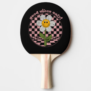 70's Retro Daisy Good Vibes Only Ping Pong Paddle