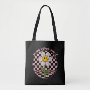 70's Retro Daisy Good Vibes Only Tote Bag
