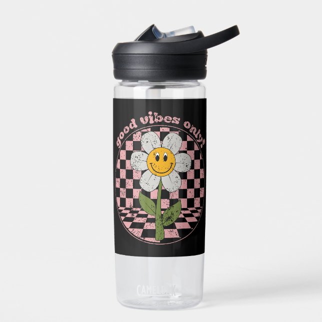 70's Retro Daisy | Good Vibes Only Water Bottle (Left)