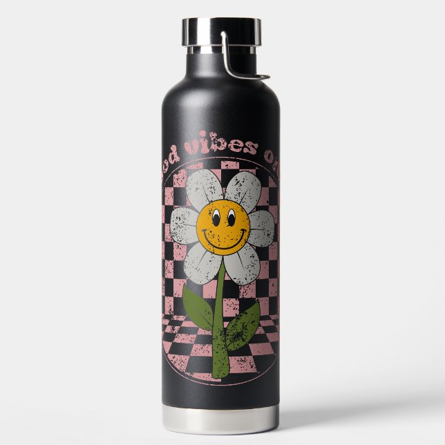 70's Retro Daisy | Good Vibes Only Water Bottle (Left)