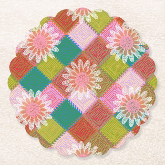 70s retro daisy green coaster (Front)