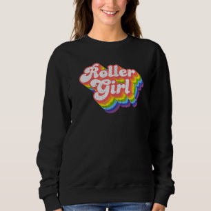 70s Retro Disco Rainbow Roller Girl Roller Skate Sweatshirt
