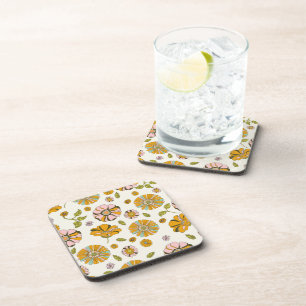 70's Retro Floral Pattern Coaster
