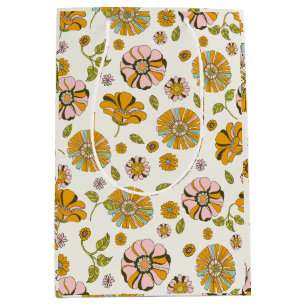 70's Retro Floral Pattern Medium Gift Bag