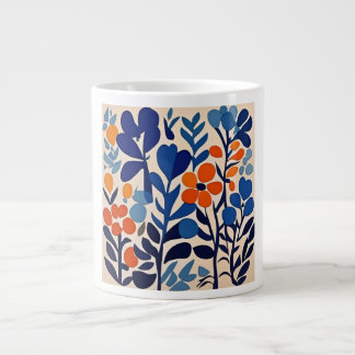 70's retro flowers large coffee mug