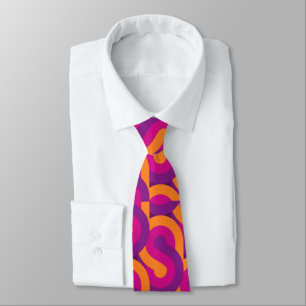 '70s retro funky pink pattern tie
