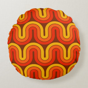 70s Retro Geometric Design Round Cushion