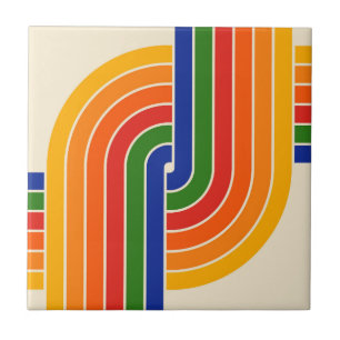 70s Retro Geometric Design Tile