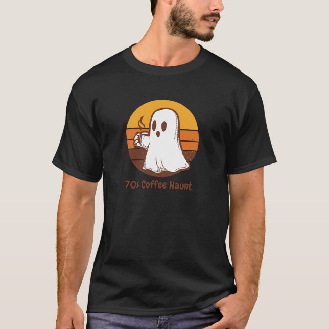 70s Retro Ghost Coffee Haunt T-Shirt (Front)