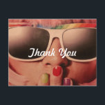 70's Retro Girl Thank You Postcard<br><div class="desc">See matching personalised RSVP postcards with option to add a photo of the couple and choice of Entrée here in the collection below.</div>