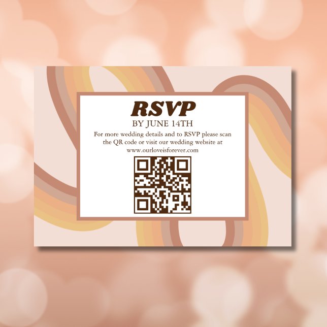 70s Retro Groovy Lines Funky QR Code RSVP Invitation (Creator Uploaded)