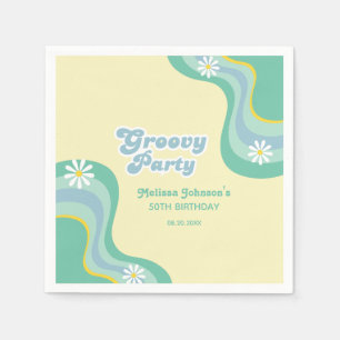 70s Retro Groovy Party Daisies Yellow Birthday Napkin