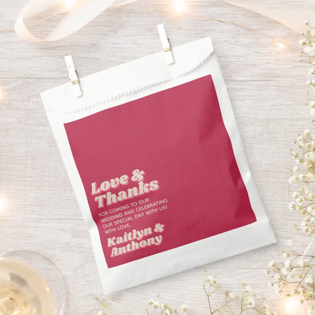 70's Retro Groovy Viva Magenta Wedding Favour Bags (Clipped)