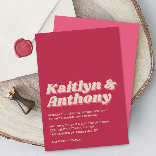 70's Retro Groovy Viva Magenta Wedding Invitation