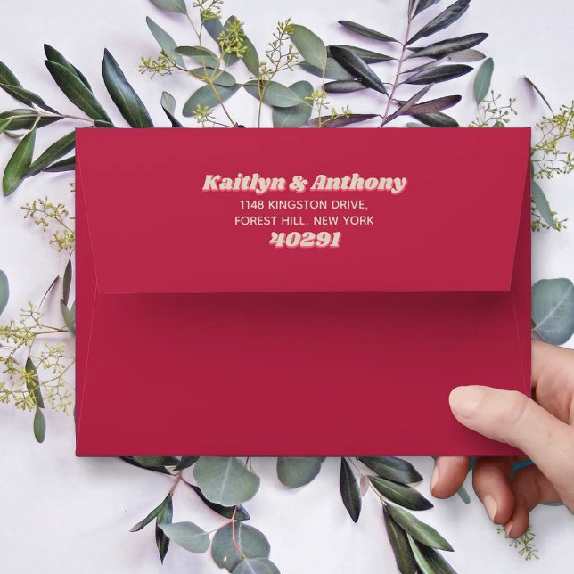 70's Retro Groovy Viva Magenta Wedding Invitation Envelope (Creator Uploaded)