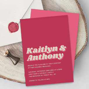 70's Retro Groovy Viva Magenta Wedding Rehearsal Invitation
