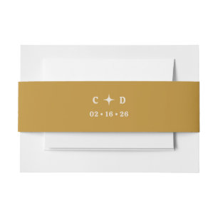 70s Retro Groovy Wedding Ochre Invitation Belly Band
