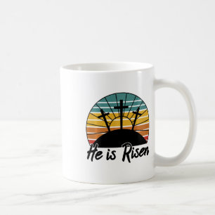 70s Retro He Is Risen Jesus Christian Cross Religi Coffee Mug