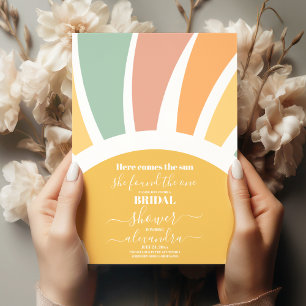 70s Retro Here Comes the Sun Bridal Shower  Invitation