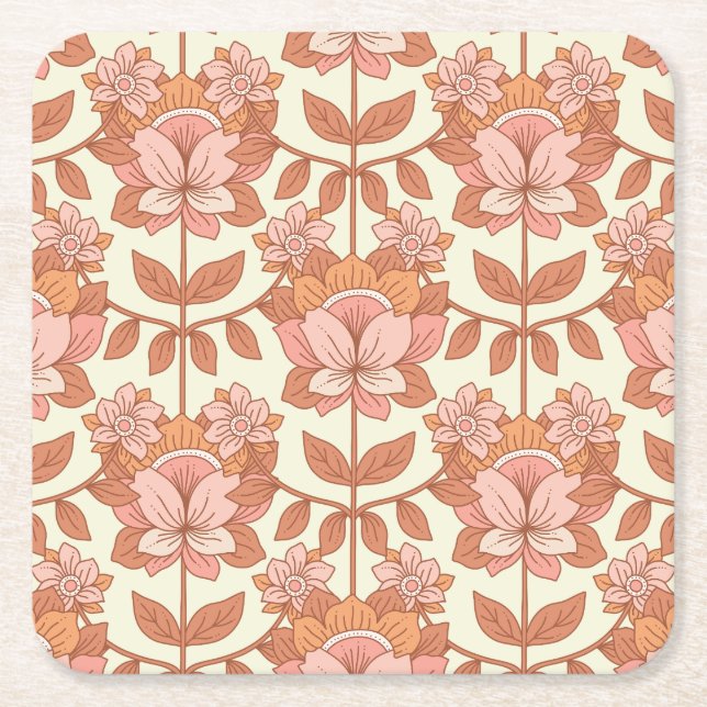 70s Retro Inspired  Square Paper Coaster (Front)