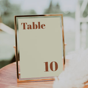 70s Retro Inspired Wedding Table Number