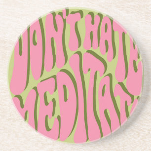 70s Retro: 'Meditate' Motivational Poster Coaster