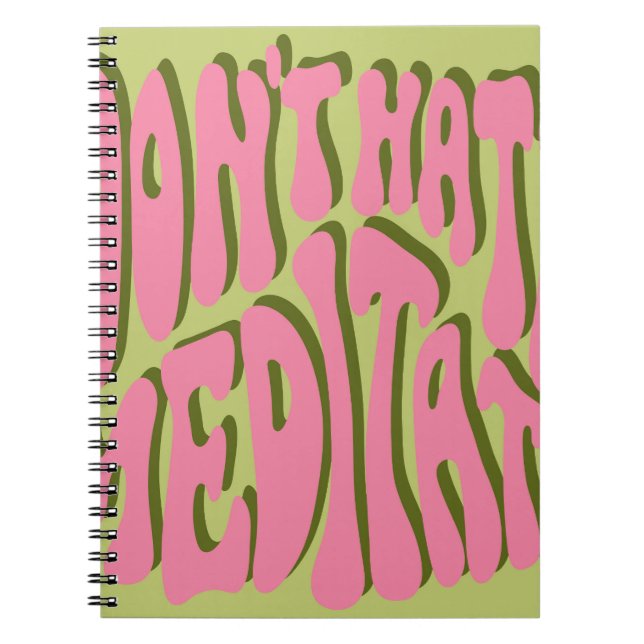 70s Retro: 'Meditate' Motivational Poster Notebook (Front)