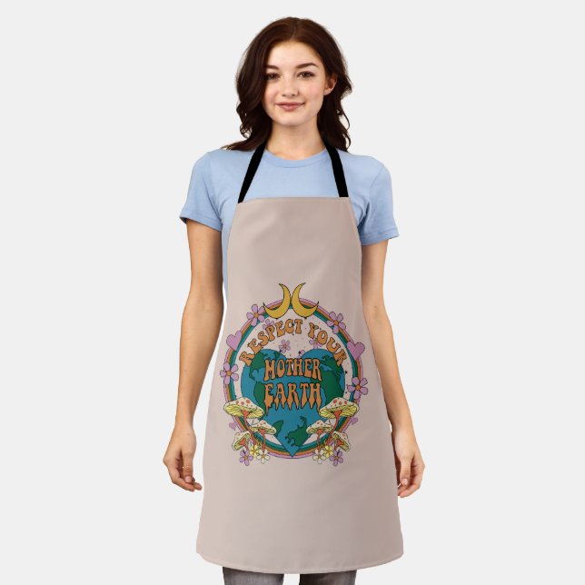 70's Retro Mother Earth Graphic Apron (Worn)