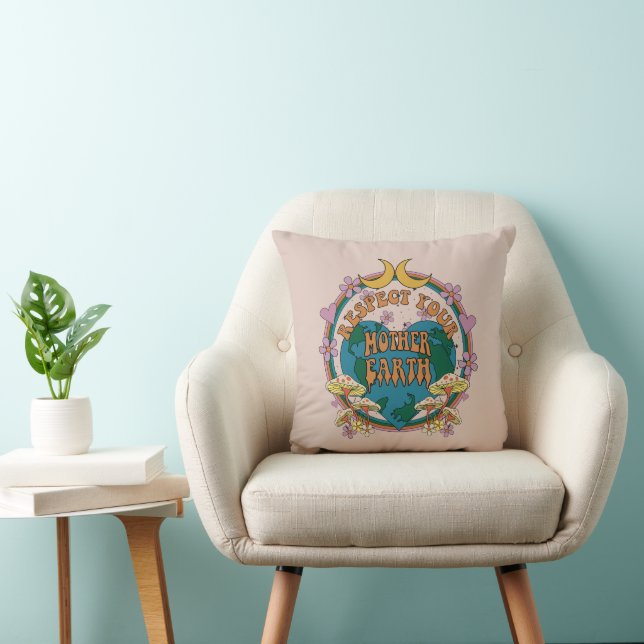 70's Retro Mother Earth Graphic Cushion (Chair)