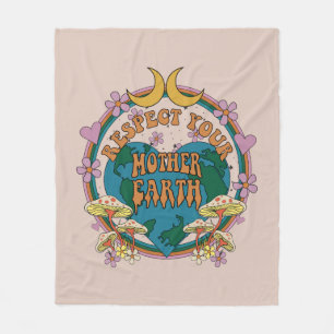 70's Retro Mother Earth Graphic Fleece Blanket