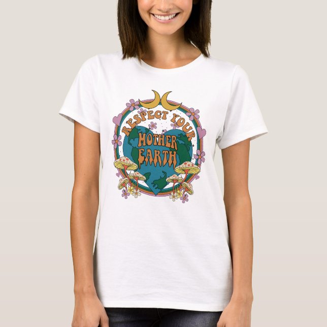 70's Retro Mother Earth Graphic T-Shirt (Front)