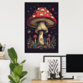 70s Retro Mushroom AI Art | Psychedelic Vintage Poster (Home Office)