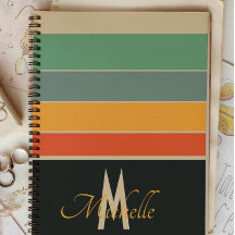 70s retro Navy blue and pink Stripes monogrammed