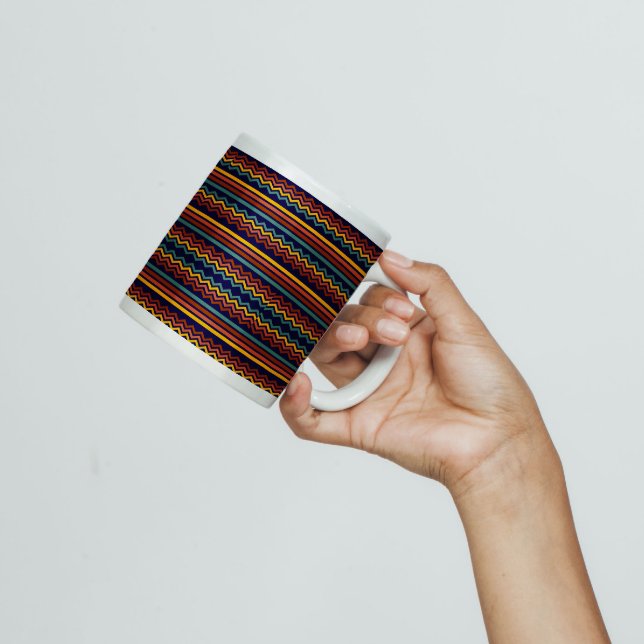 70s Retro Navy & Mustard Boho Chevron Stripes Coffee Mug (Creator Uploaded)
