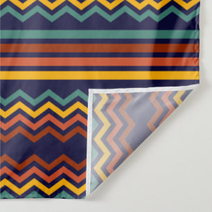 70s Retro Navy & Mustard Boho Chevron Stripes Tapestry