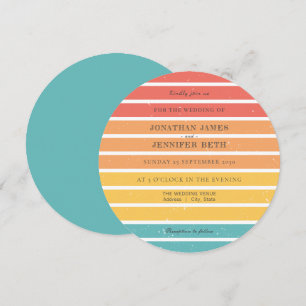 70s Retro Orange Red Teal Wedding Invitation