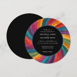 70s Retro Orange Red Teal Wedding Invitation