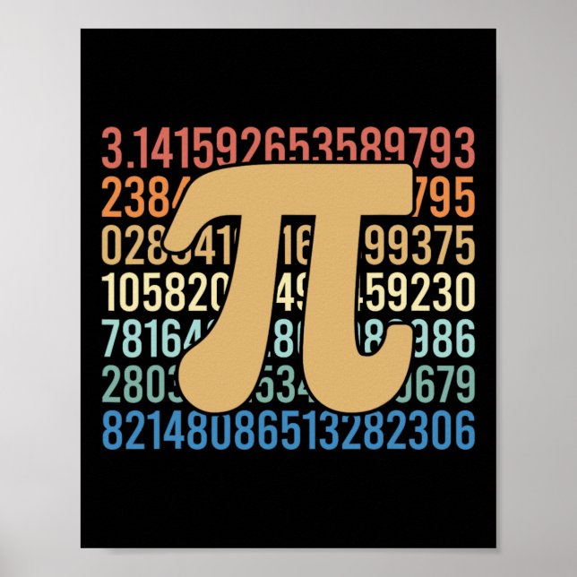 70s Retro Pi Day Math Equation Numbers Teacher Stu Poster (Front)