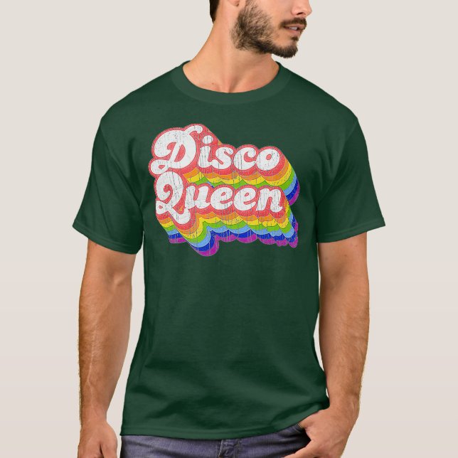 70s Retro Rainbow Disco Queen T-Shirt (Front)