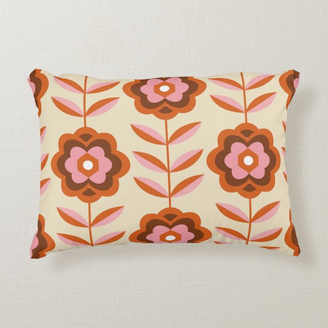 70's Retro Seamless Pattern. 60s and 70s Aesthetic Decorative Cushion (Front)