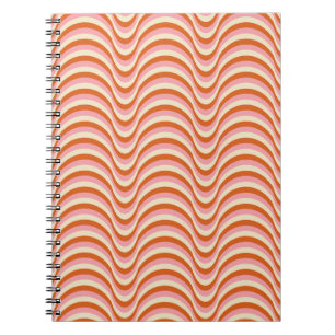 70's Retro Seamless Pattern. 60s and 70s Aesthetic Notebook