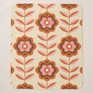70's Retro Seamless Pattern. 60s and 70s Aesthetic Sherpa Blanket